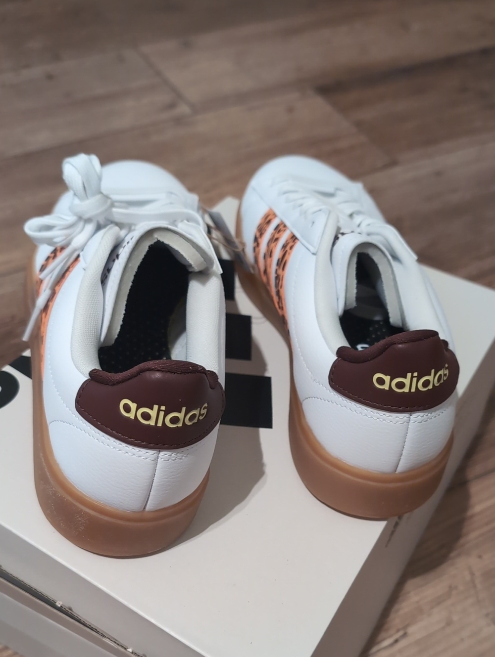 Adidas White Sneakers with Leopard Stripes and - Picture 4 of 7